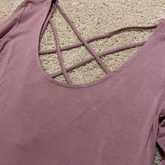 Purple Crop Top with Criss Cross Back - Picture 2 of 5